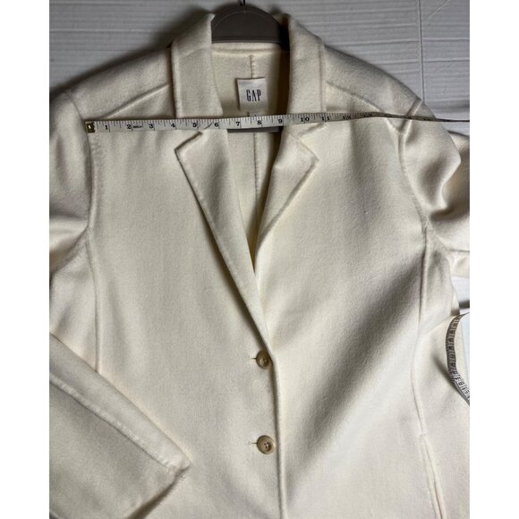 Gap Womens Wool Blend Ivory Button-Front Long Coat Size Large preppy classic - Picture 10 of 13